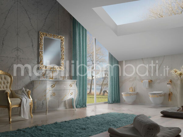Mobile bagno stile barocco con effetto marmo